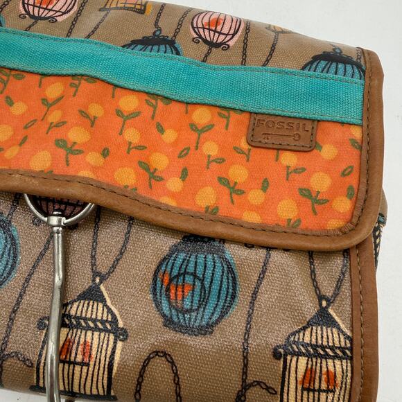 Fossil Key-Per Hanging Toiletry Travel Bag Birds Birdcages - Picture 3 of 6